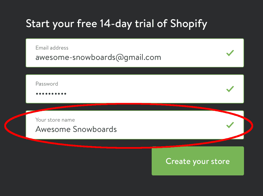 create a Shopify store: Entering store details